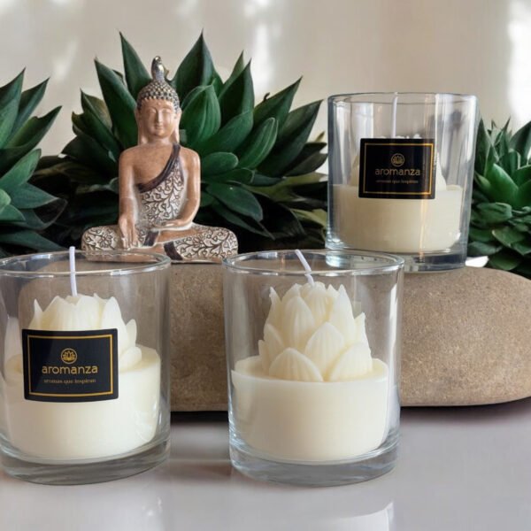 Vela aromatica con flor de loto