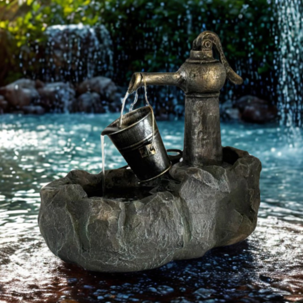 Fuente de agua bomba con balde 25 cm