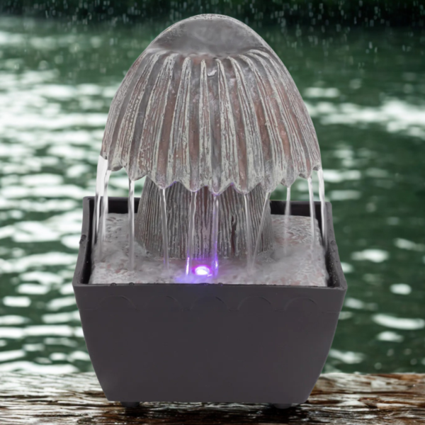 Fuente de agua hongo con LED 18 cm