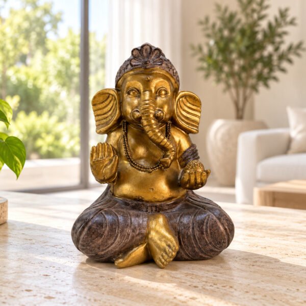 Ganesh meditando oro y marron 20, 3 cm (791)