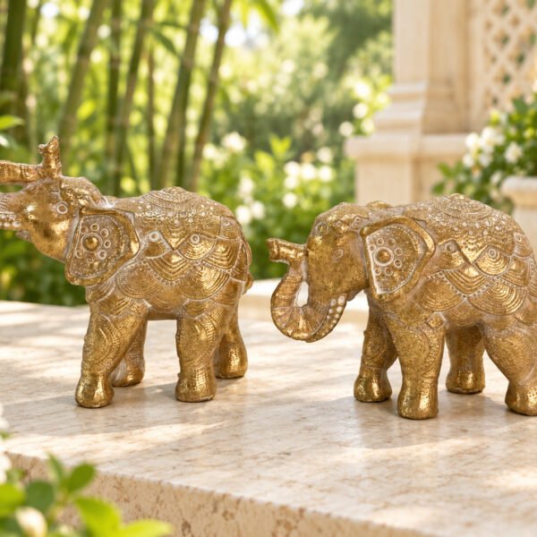 Set elefante oro x 2 11 cm